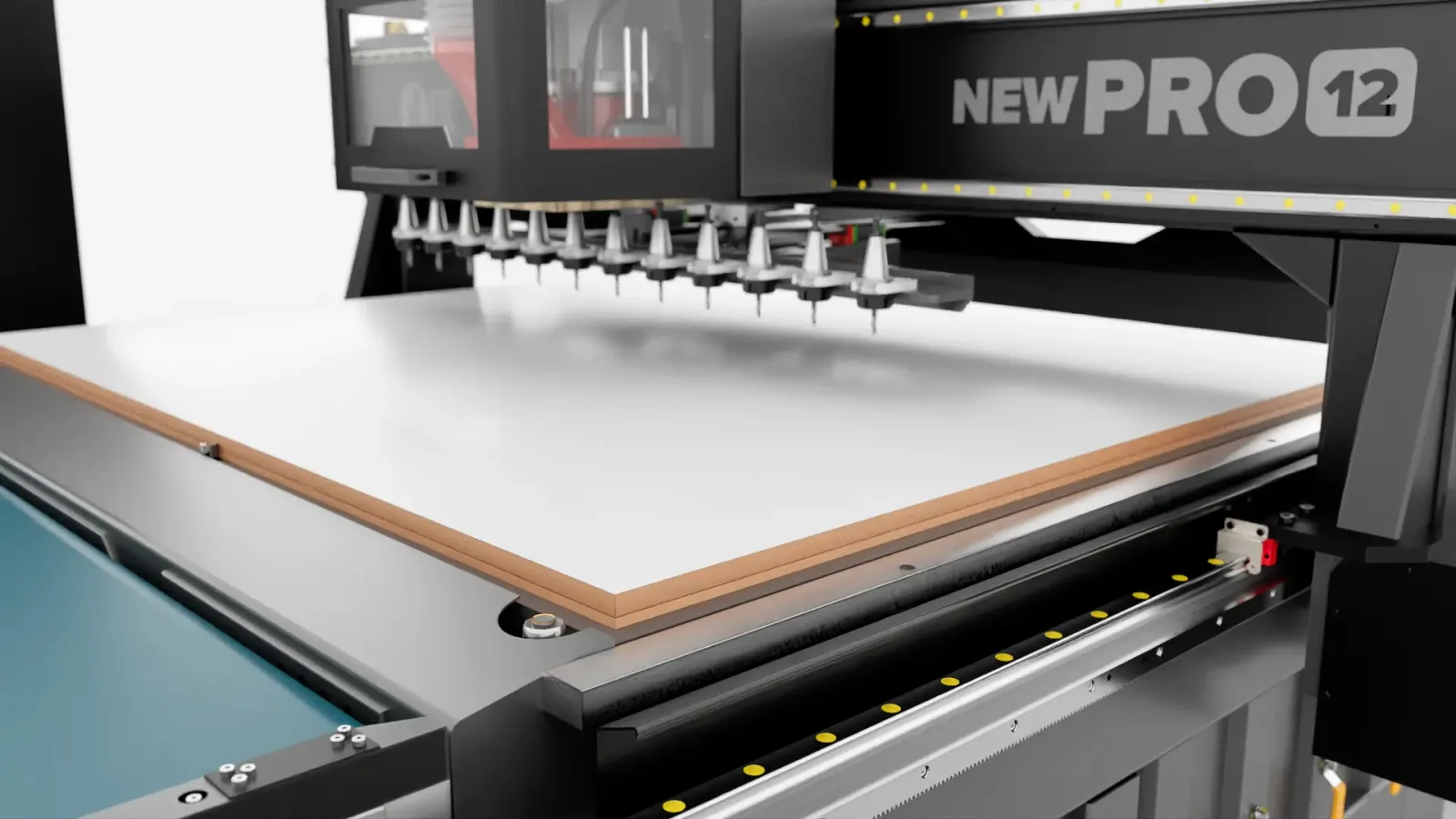 Router CNC Start Full 2030 com chapa inteira de MDF fixada na mesa setorizada de vácuo